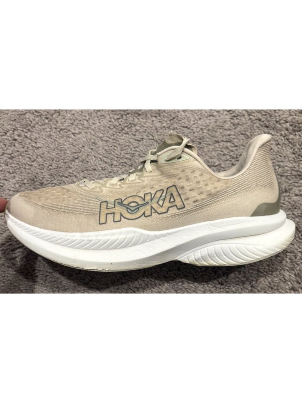 Size 11.5 D - Hoka One One Mach 6 Running Shoes Mens Oat Milk Barley Sneakers